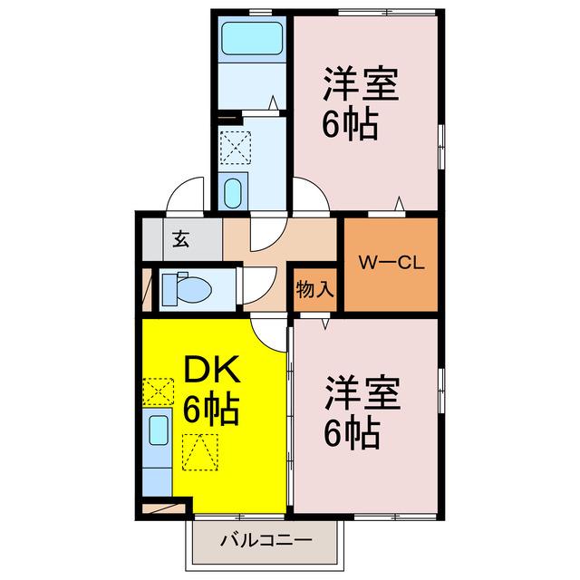 グランメール桜町A(2DK/2階)の間取り写真