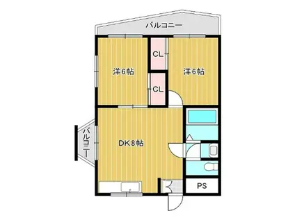 パステルハイツ識名(2DK/3階)の間取り写真