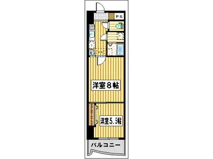 ロイヤル渡辺通(2K/13階)の間取り写真