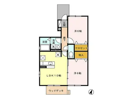 コートハウス II(2LDK/1階)の間取り写真