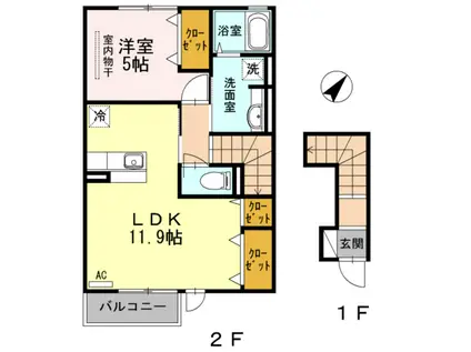HARARAN CASTLE(1LDK/2階)の間取り写真