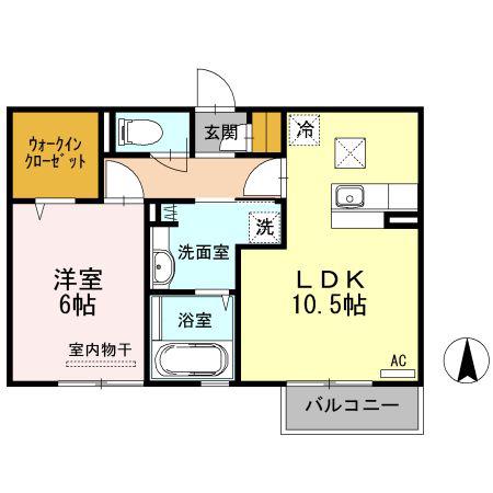 リヤンAJII(1LDK/1階)の間取り写真