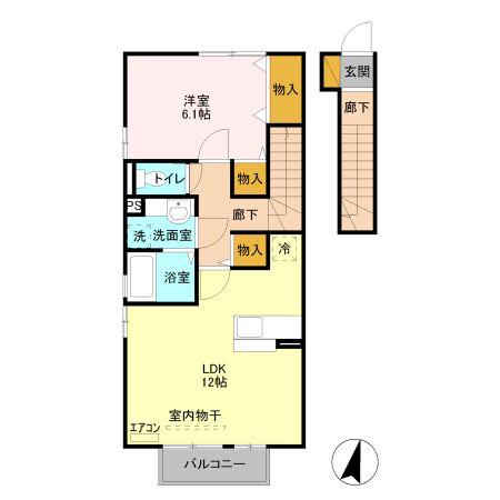 アンベリール(1LDK/2階)の間取り写真