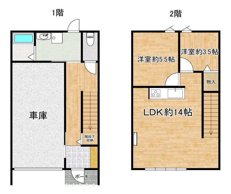 ONE GARAGE NAGAOKA(2LDK/2階)の間取り写真