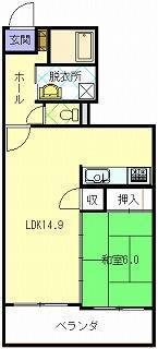 ファミーユオランダ通(1LDK/3階)の間取り写真