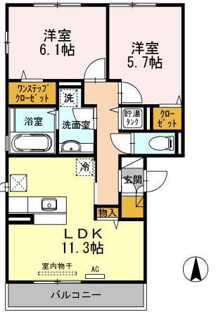 グランシャリオ天美(2LDK/3階)の間取り写真