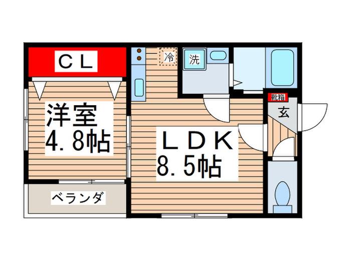 ロアジス幕張(1LDK/2階)の間取り写真
