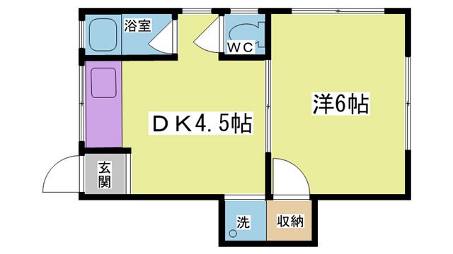 ウィロー東町(1K/1階)の間取り写真