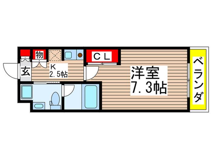 プライムレジデンス市川(1K/1階)の間取り写真