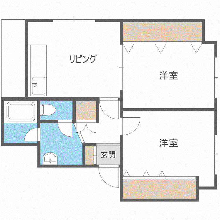 山鼻レジデンス(2DK/5階)の間取り写真