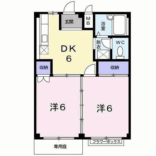 ワールドハイツ満永(2DK/1階)の間取り写真