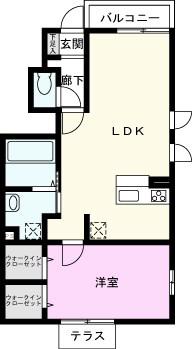 SOLEILGARDEN(1LDK/1階)の間取り写真