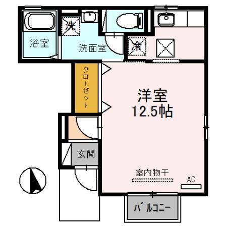 エスペランサ(ワンルーム/1階)の間取り写真