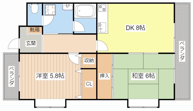 プリミエ貴生川(2DK/1階)の間取り写真
