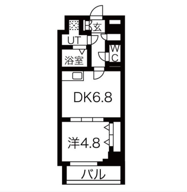 ルネサンスコート築地(1DK/2階)の間取り写真