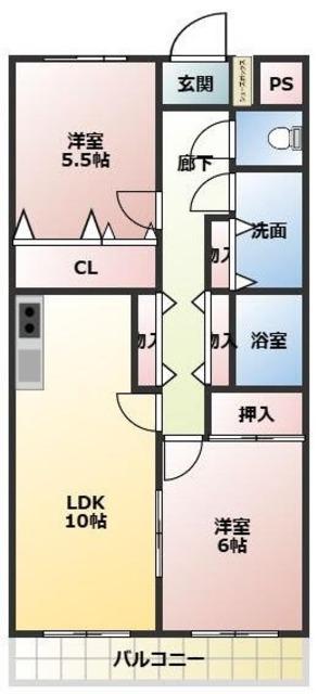 ロイヤルメゾンIV(2LDK/3階)の間取り写真