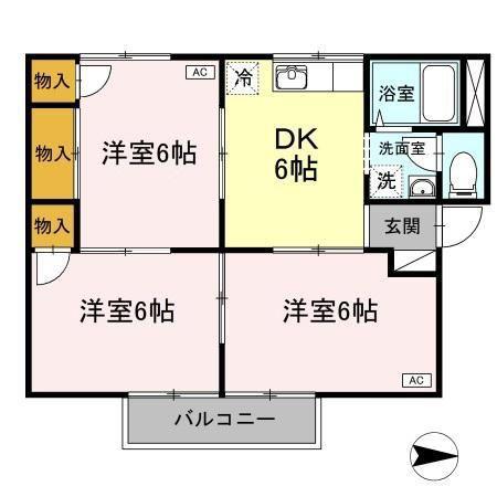 グリーンパーク井上(3DK/1階)の間取り写真