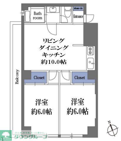 サクラハイツ(2LDK/10階)の間取り写真