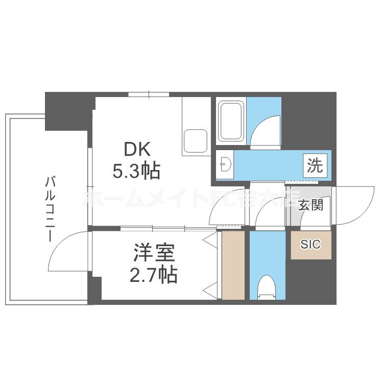 ジオエント梅田北リバーフロント(1DK/6階)の間取り写真