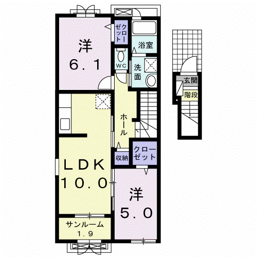 メゾングランツ(2LDK/2階)の間取り写真