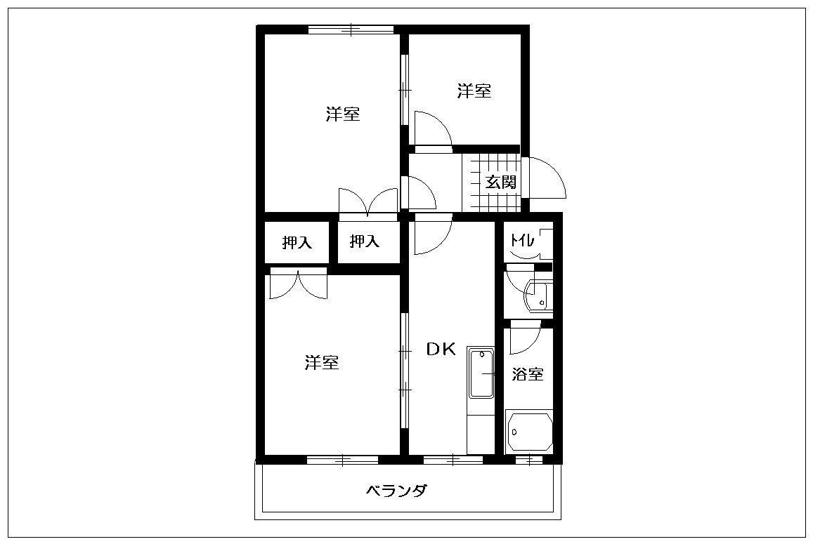 コーポ栄座(2SDK/2階)の間取り写真