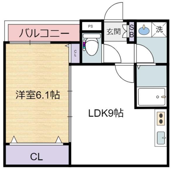 ACT住之江(1LDK/1階)の間取り写真