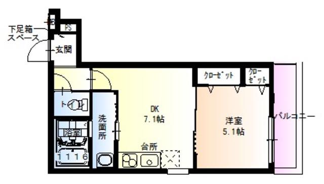 フジパレス喜連西II番館(1DK/2階)の間取り写真