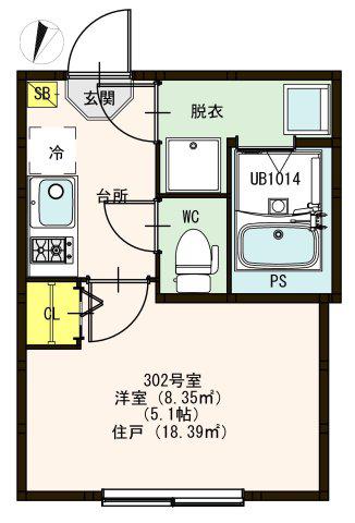 クラシア立石(1K/3階)の間取り写真
