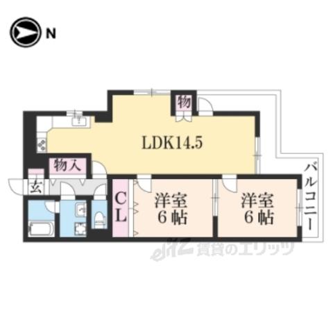 アクシス葛野(2LDK/3階)の間取り写真