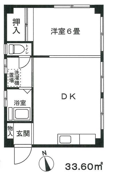 喜久屋ビル(1DK/4階)の間取り写真