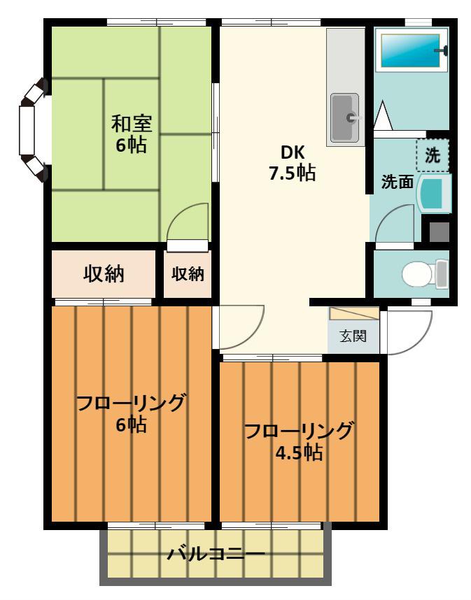 サンライフクレセントアレイA(3DK/1階)の間取り写真