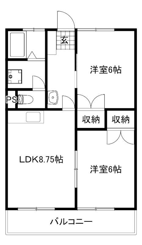 ロビンソンハイツ八千代(2LDK/3階)の間取り写真