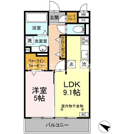 GRAND DーROOM 刈谷下重原(1LDK/1階)の間取り写真