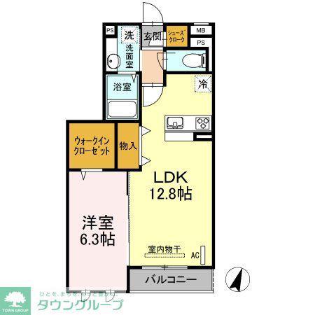 グリーングラス(1LDK/3階)の間取り写真