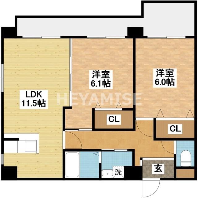 クレールF・K(2LDK/4階)の間取り写真