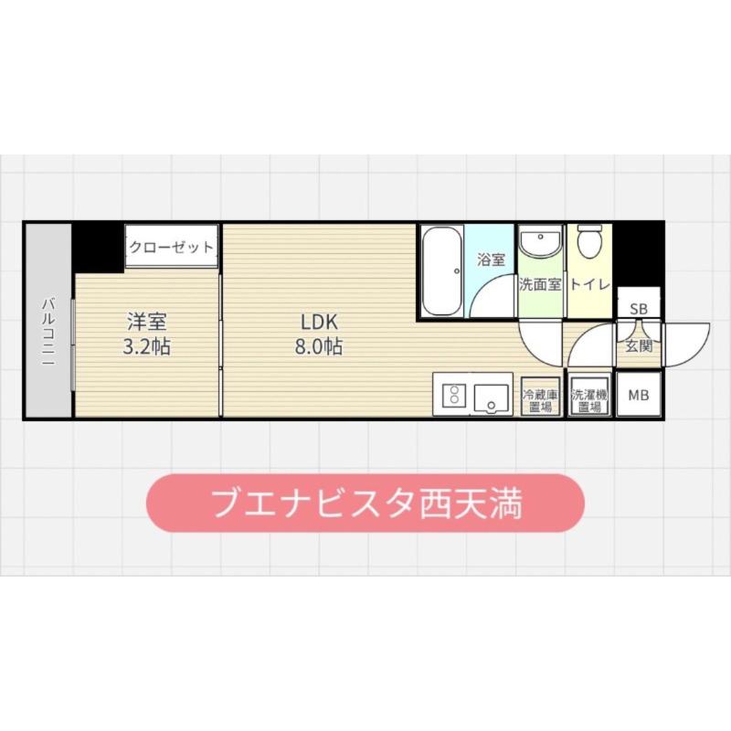 ブエナビスタ西天満(1LDK/7階)の間取り写真