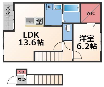 ラガール(1LDK/2階)の間取り写真