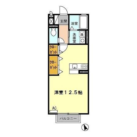 セジュール セレス(ワンルーム/2階)の間取り写真