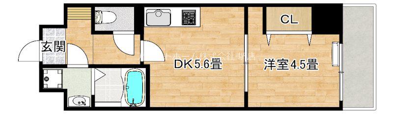 ARCA堺綾之町(1DK/5階)の間取り写真