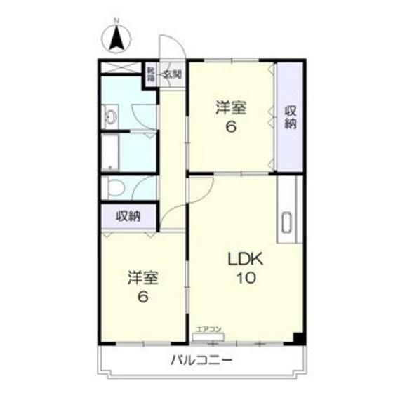 大安寺パークハイム(2LDK/3階)の間取り写真