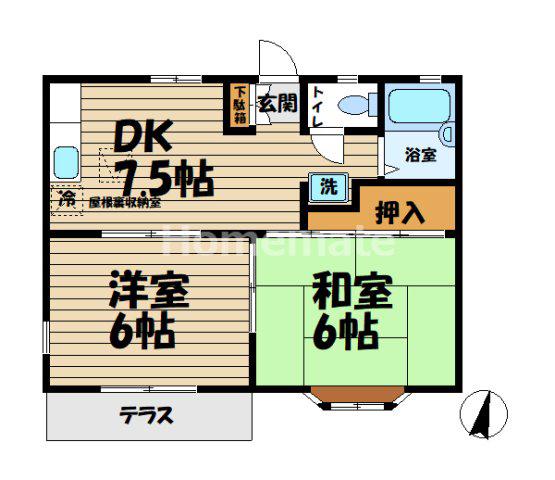 コーポ小林(2DK/1階)の間取り写真
