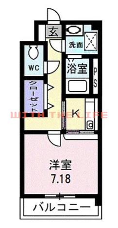 シャンベルジュKT(1K/6階)の間取り写真