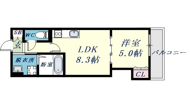 PROUDEST COURT西堤(1LDK/2階)の間取り写真