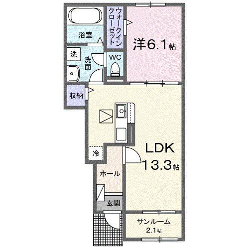 ルシエール(1LDK/1階)の間取り写真