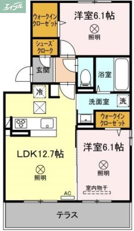 グリーンウイング(2LDK/1階)の間取り写真