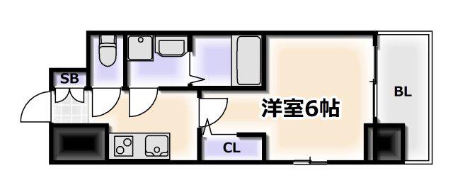 エスリード大阪フェリス(1K/12階)の間取り写真