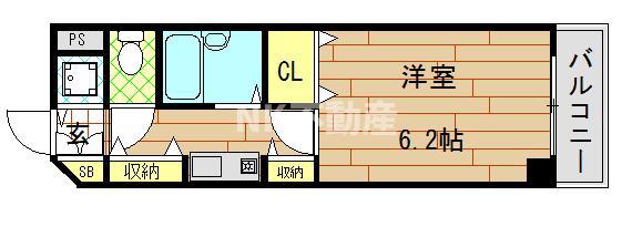 コーポ陣内III(1K/3階)の間取り写真