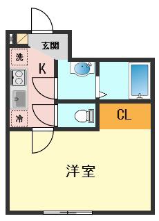 カインドネス北小岩(1K/3階)の間取り写真