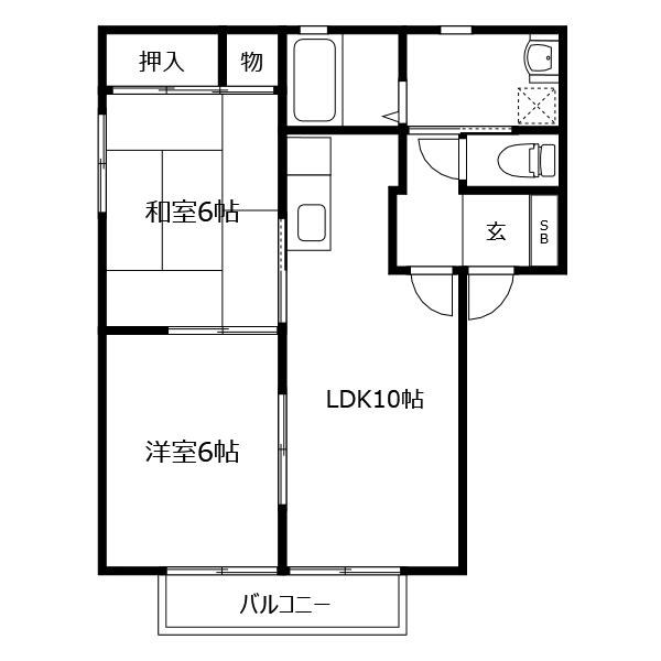 クレセントハイツ(2LDK/1階)の間取り写真