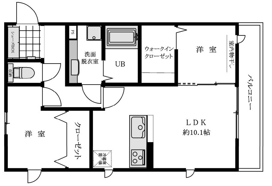 京成押上線 京成立石駅 徒歩10分 3階建 築11年(2LDK/2階)の間取り写真